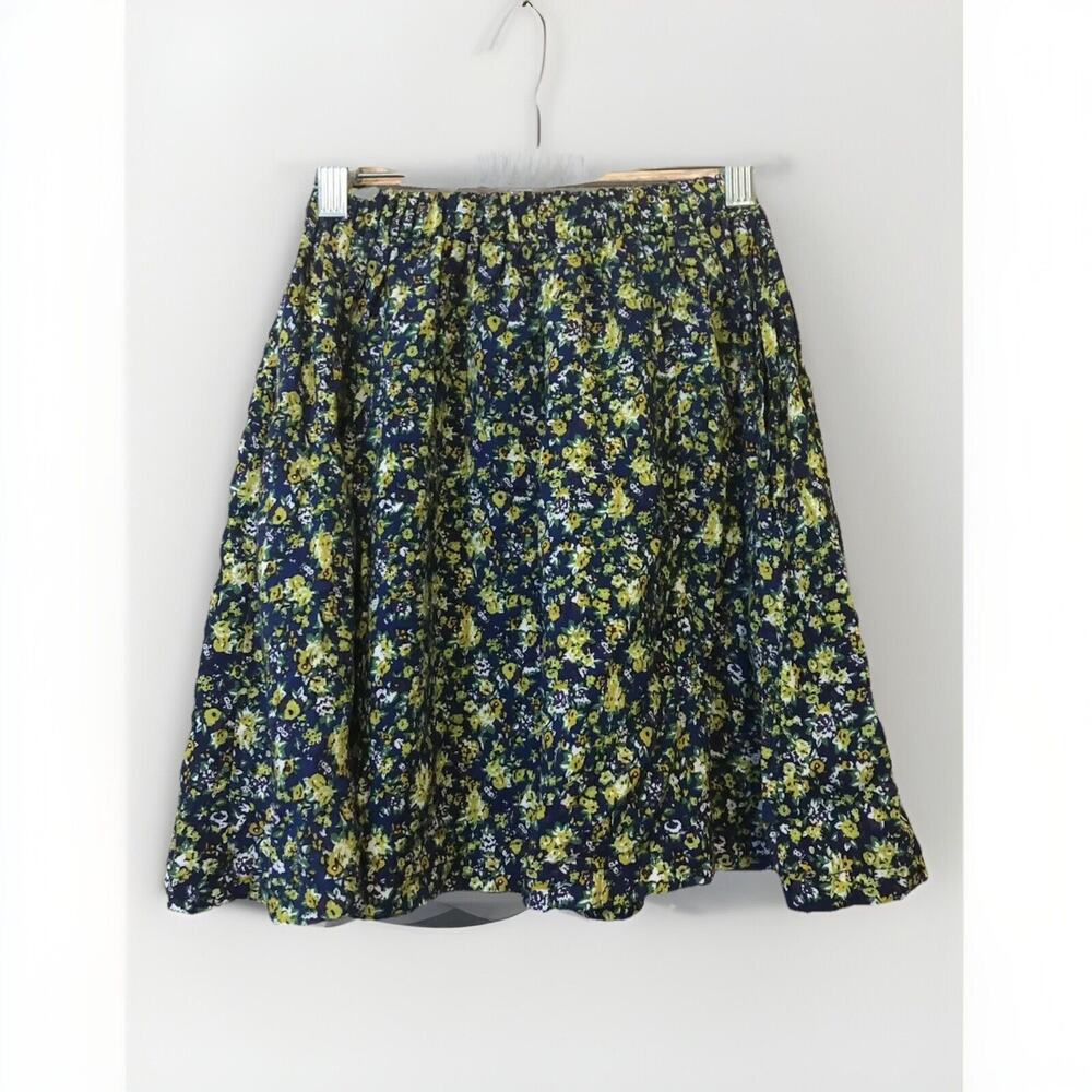 Kirra Womens Skirt Size XS Blue Floral Yellow Above the Knee New Juniors